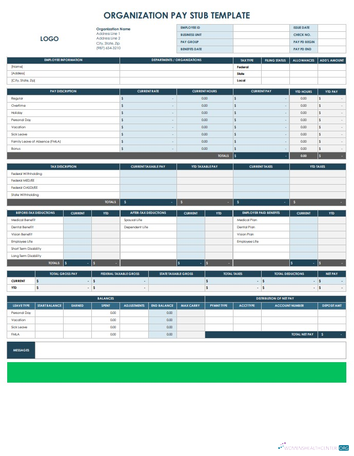 Download Organization Pay Stub Template Photoshop template